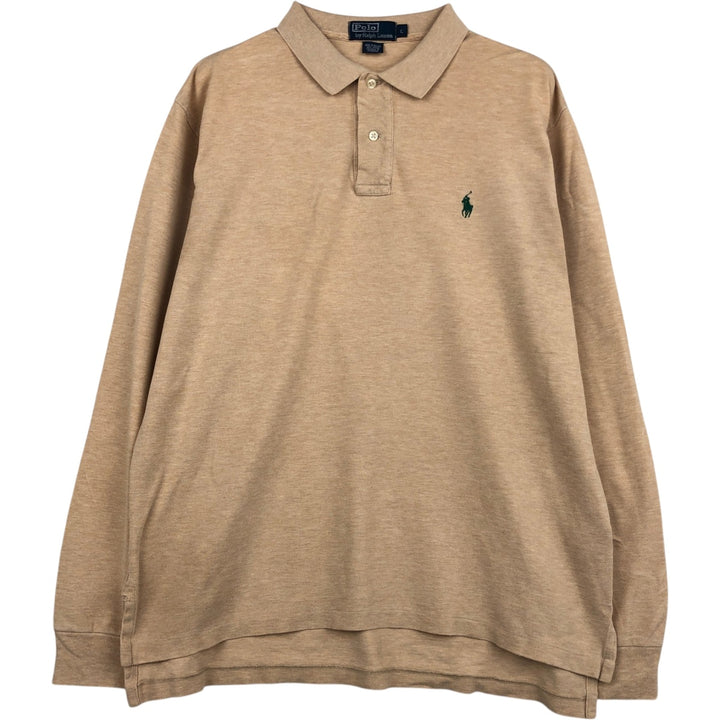 Ralph Lauren POLO by Ralph Lauren long sleeve polo shirt, men's size L cotton Beige type Vintage Second Hand