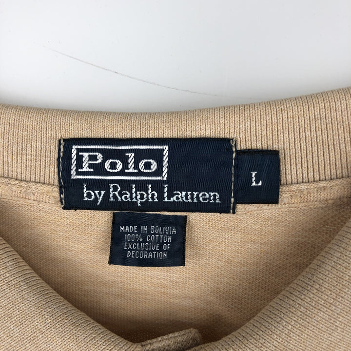 Ralph Lauren POLO by Ralph Lauren long sleeve polo shirt, men's size L cotton Beige type Vintage Second Hand