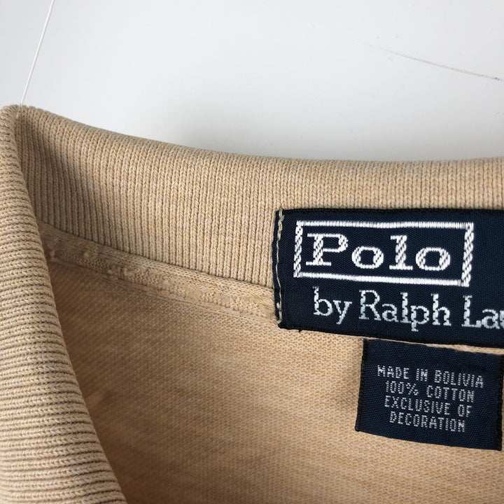 Ralph Lauren POLO by Ralph Lauren long sleeve polo shirt, men's size L cotton Beige type Vintage Second Hand