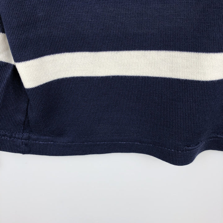 80s-90'S O'Neills striped pattern long-sleeved rugby shirt, men's size L (approx.) acrylic navy blue type Vintage Second Hand