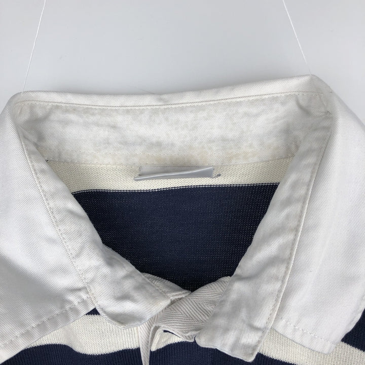80s-90'S O'Neills striped pattern long-sleeved rugby shirt, men's size L (approx.) acrylic navy blue type Vintage Second Hand