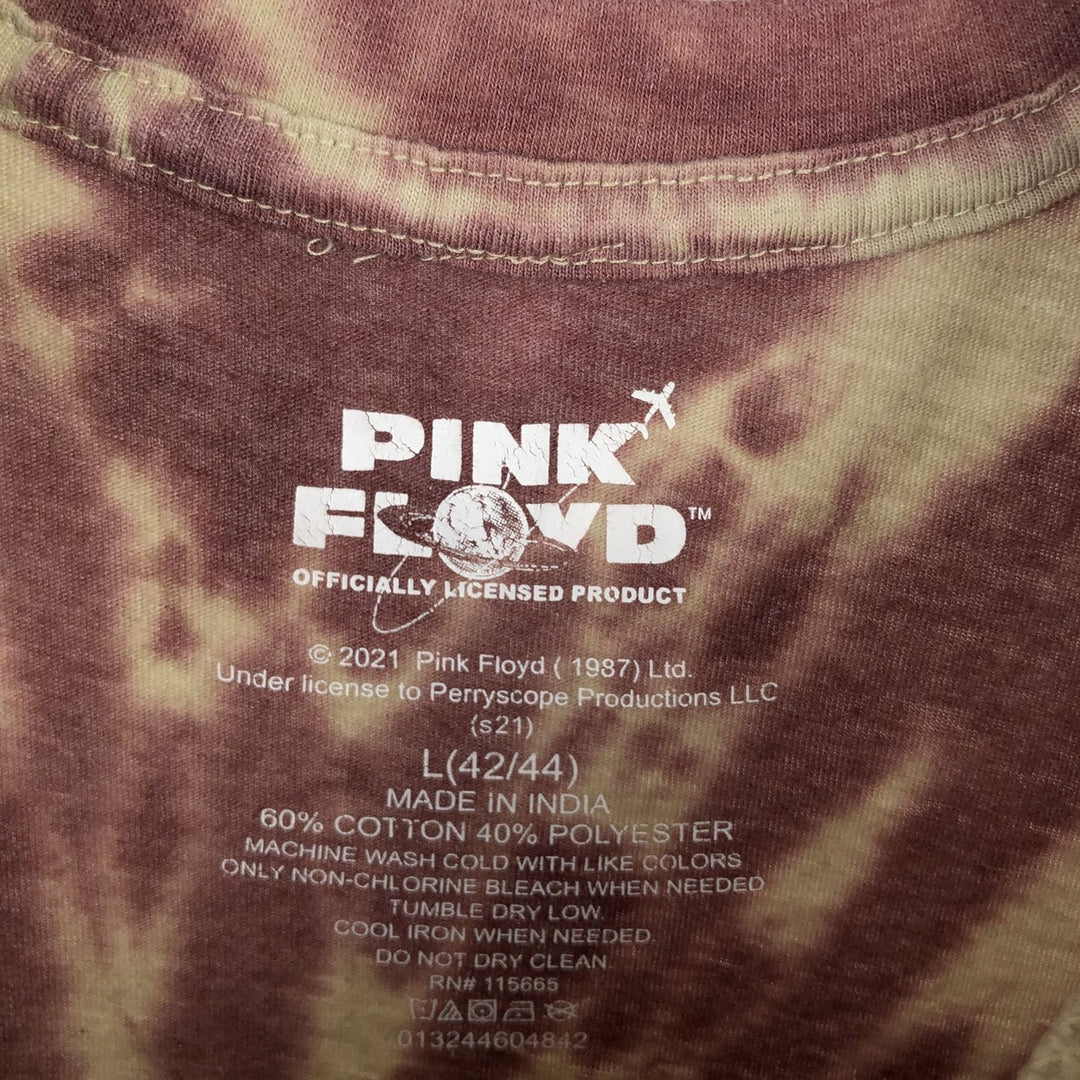 PINK FLOYD Tie-dye Pattern Band T-shirt (Men's size L equivalent) cotton Red type red-purple Vintage Second Hand