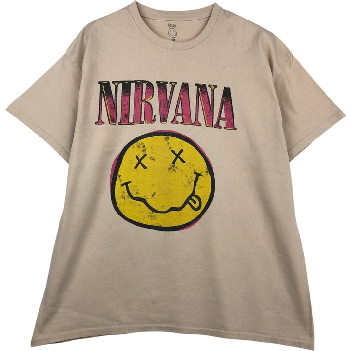 NIRVANA Nirvana Band T-shirt, Band T, Men's XL size cotton Beige type Vintage Second Hand