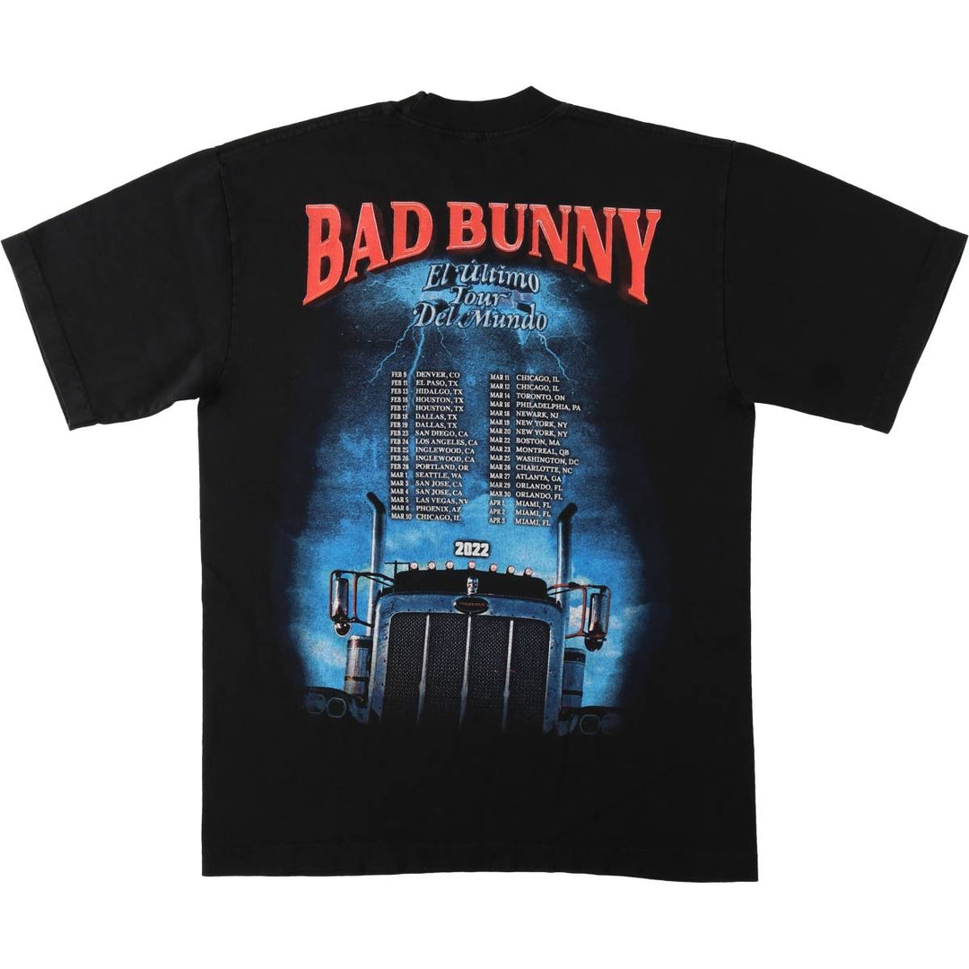 BAD BUNNY Band T-shirt, Made in USA, Men's Size S (approx.) cotton black type Vintage Second Hand