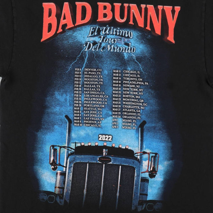 BAD BUNNY Band T-shirt, Made in USA, Men's Size S (approx.) cotton black type Vintage Second Hand