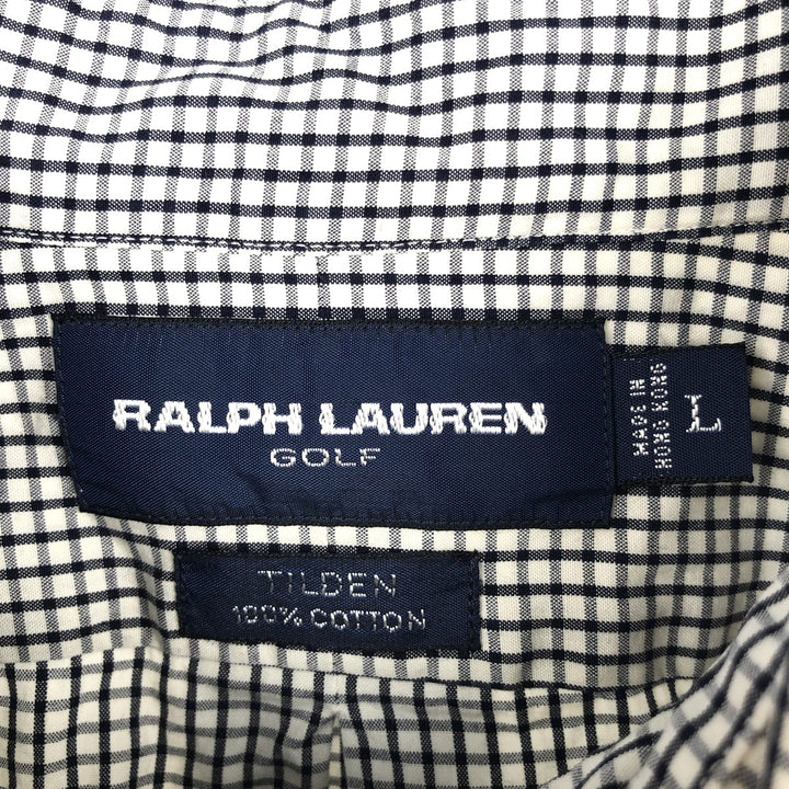 Ralph Lauren GOLF TILDEN Gingham Check Long-Sleeve Button-Down Check Shirt, Men's Size L (approx.) cotton black type Vintage Second Hand