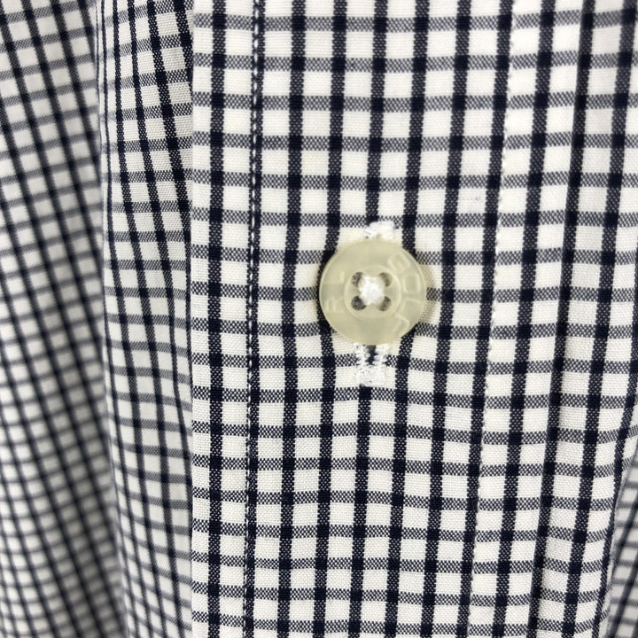 Ralph Lauren GOLF TILDEN Gingham Check Long-Sleeve Button-Down Check Shirt, Men's Size L (approx.) cotton black type Vintage Second Hand