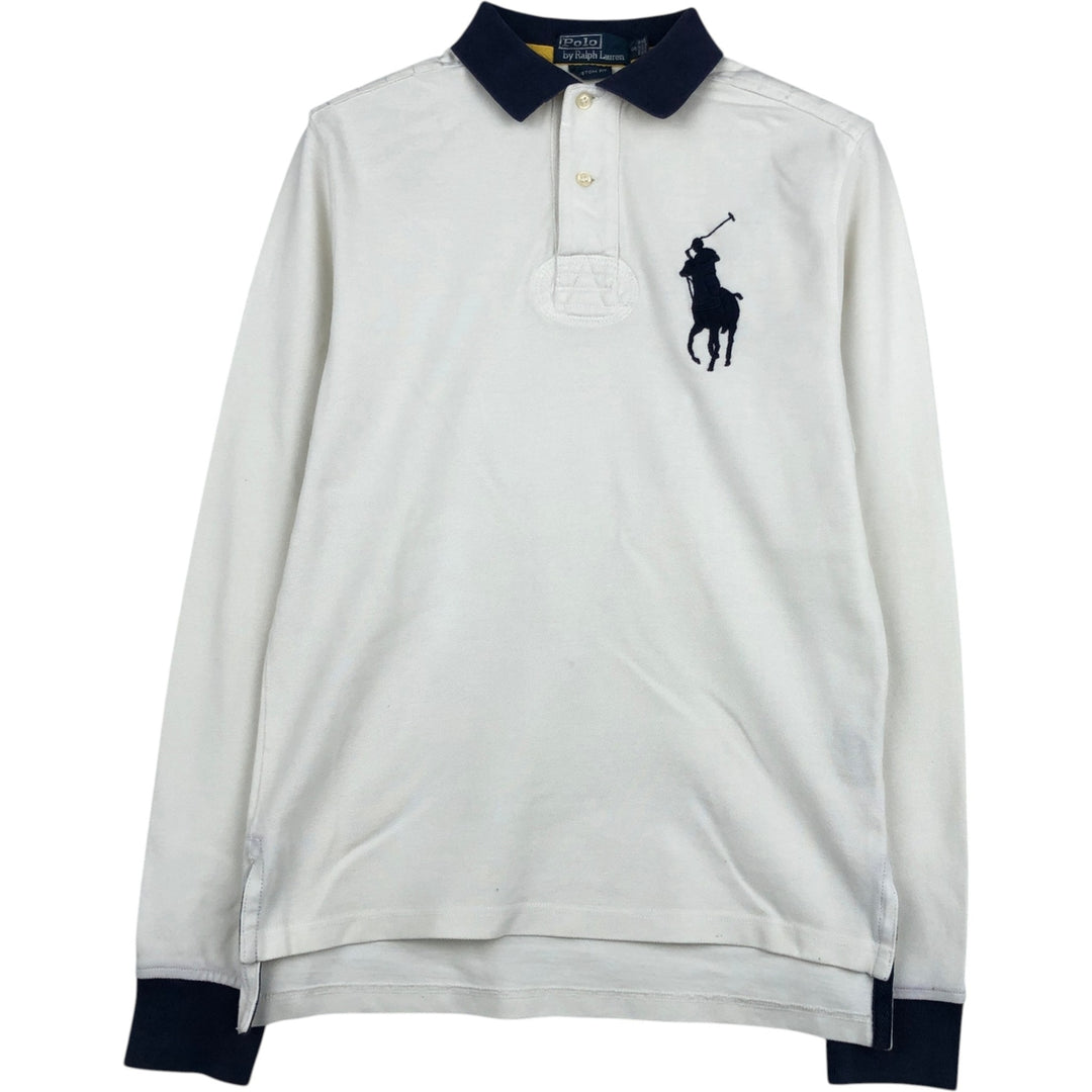 Ralph Lauren POLO by Ralph Lauren CUSTOM FIT Big Pony Long-Sleeve Rugby Shirt, Men's Size S (approx.) cotton white type Vintage Second Hand
