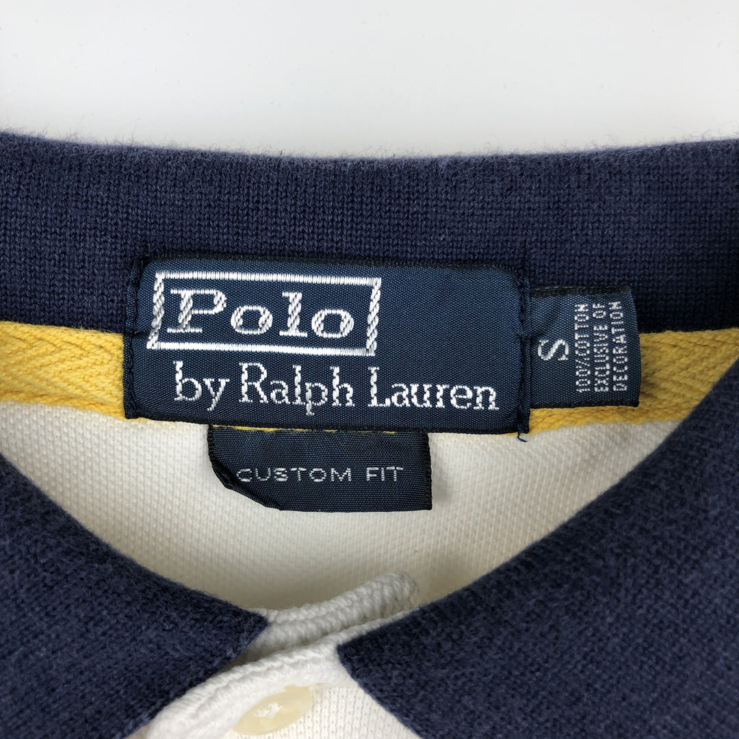 Ralph Lauren POLO by Ralph Lauren CUSTOM FIT Big Pony Long-Sleeve Rugby Shirt, Men's Size S (approx.) cotton white type Vintage Second Hand