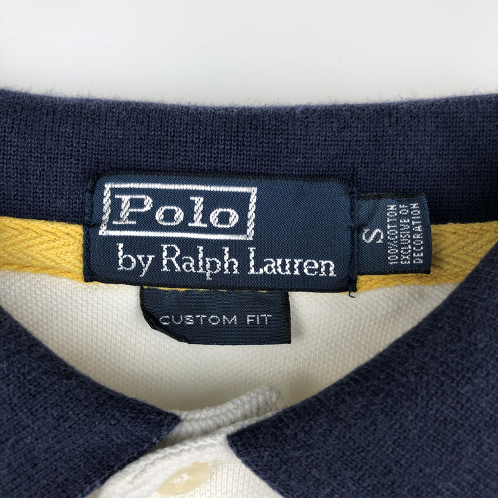 Ralph Lauren POLO by Ralph Lauren CUSTOM FIT Big Pony Long-Sleeve Rugby Shirt, Men's Size S (approx.) cotton white type Vintage Second Hand