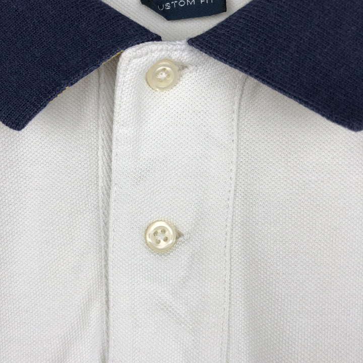 Ralph Lauren POLO by Ralph Lauren CUSTOM FIT Big Pony Long-Sleeve Rugby Shirt, Men's Size S (approx.) cotton white type Vintage Second Hand