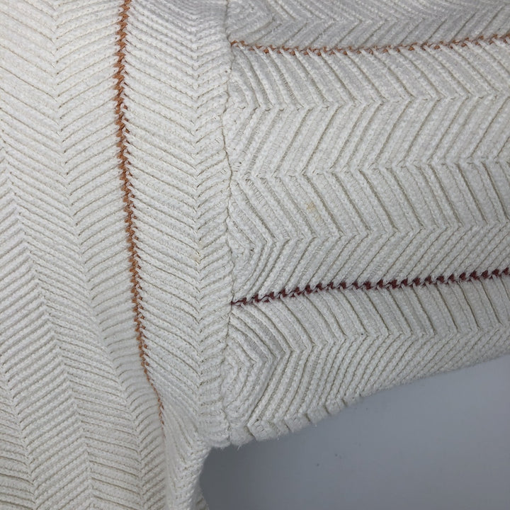 Ralph Lauren Chaps Hand-Framed Striped Herringbone Cotton Knit Sweater, Men's Size Medium cotton ivory Vintage Second Hand