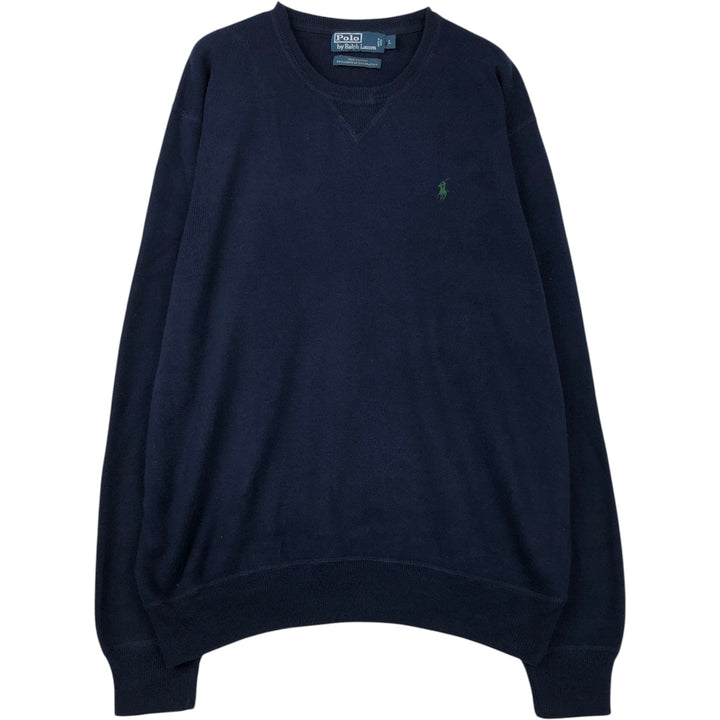 Ralph Lauren POLO by Ralph Lauren Cotton Knit Sweater Men's L size cotton navy blue type Vintage Second Hand
