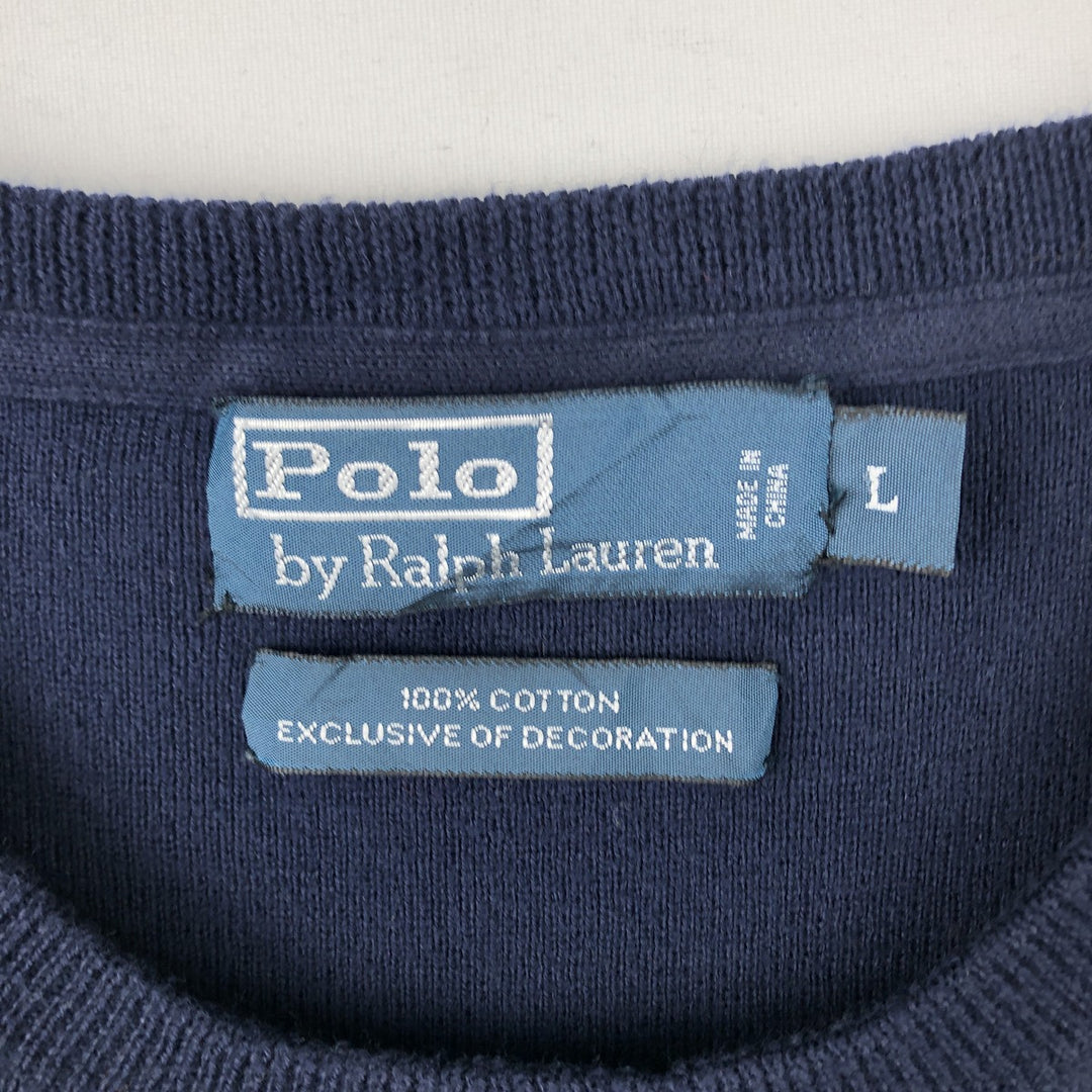 Ralph Lauren POLO by Ralph Lauren Cotton Knit Sweater Men's L size cotton navy blue type Vintage Second Hand
