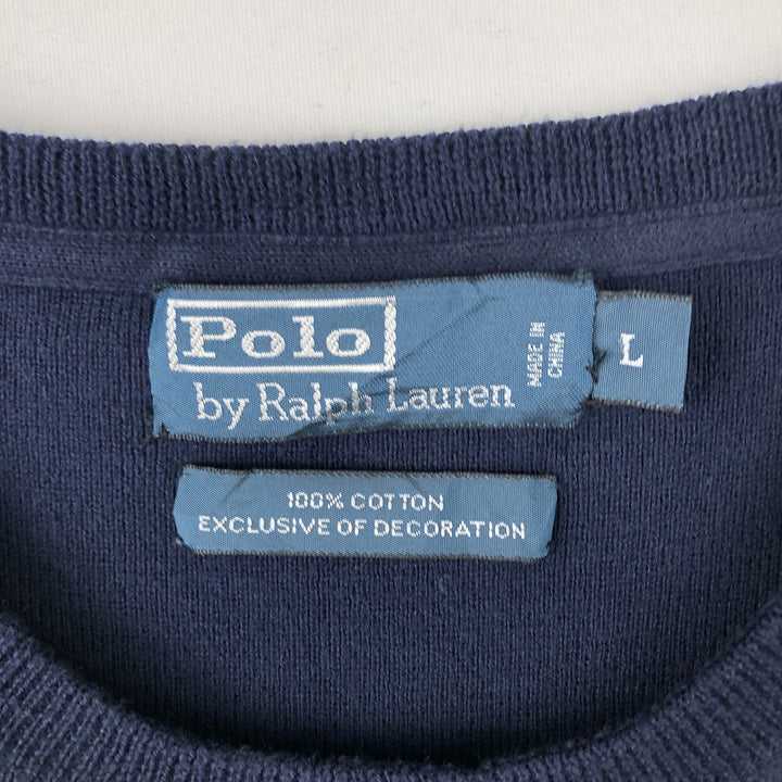 Ralph Lauren POLO by Ralph Lauren Cotton Knit Sweater Men's L size cotton navy blue type Vintage Second Hand