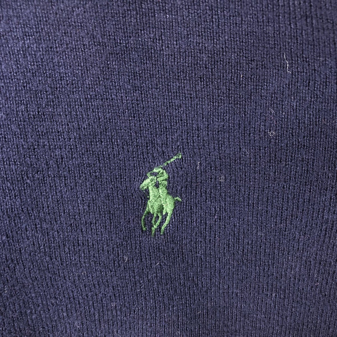 Ralph Lauren POLO by Ralph Lauren Cotton Knit Sweater Men's L size cotton navy blue type Vintage Second Hand