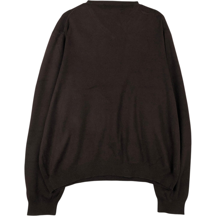 Ralph Lauren POLO by Ralph Lauren V-neck Pima cotton knit sweater, men's size XL Pima Cotton brown type Vintage Second Hand