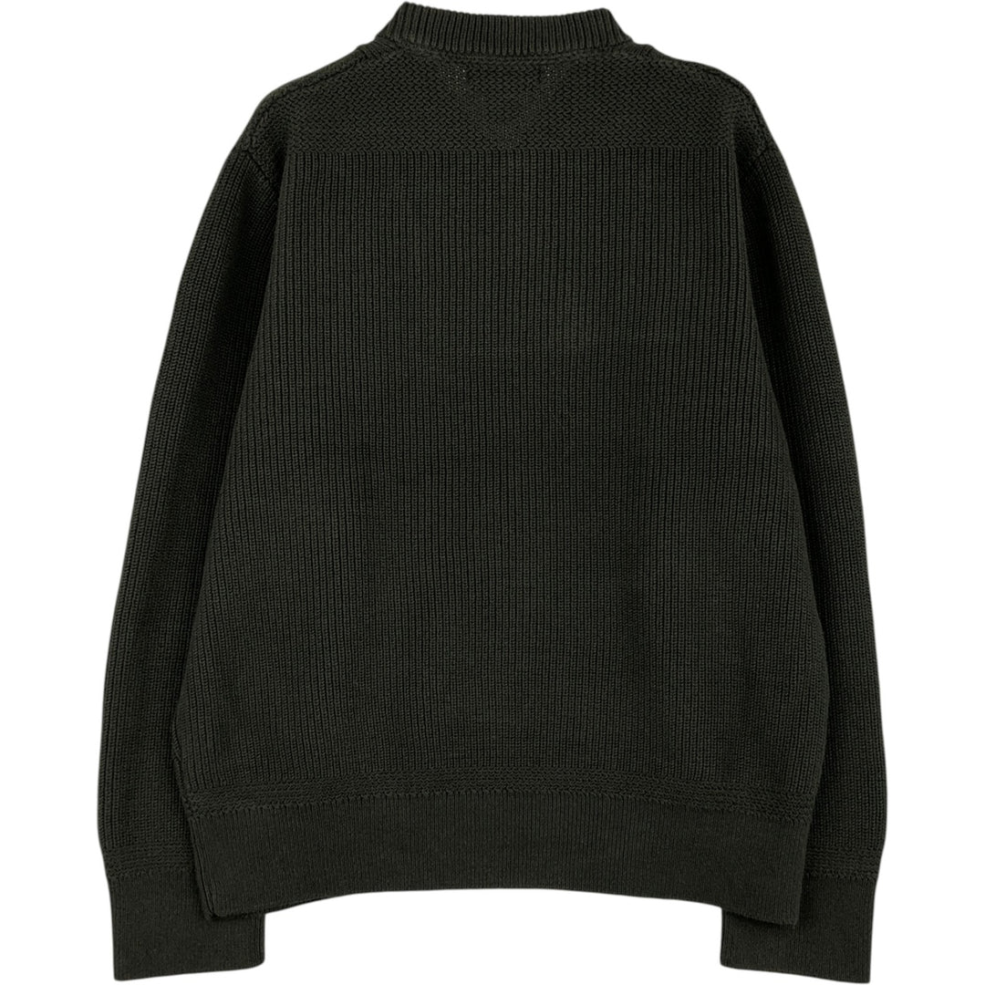Eddie Bauer Ribbed Cotton Knit Half-Button Sweater, Men's Size L cotton Khaki type sage green Vintage Second Hand