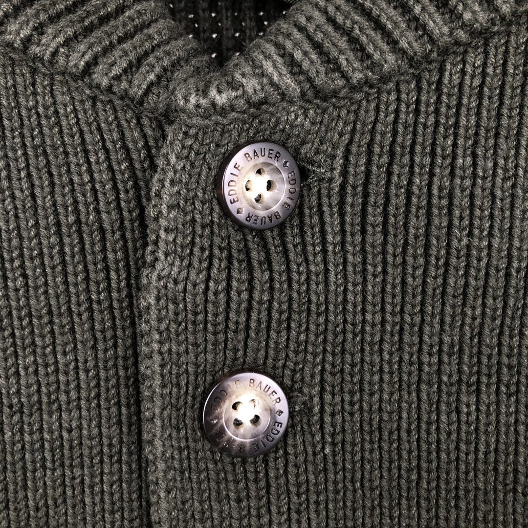 Eddie Bauer Ribbed Cotton Knit Half-Button Sweater, Men's Size L cotton Khaki type sage green Vintage Second Hand