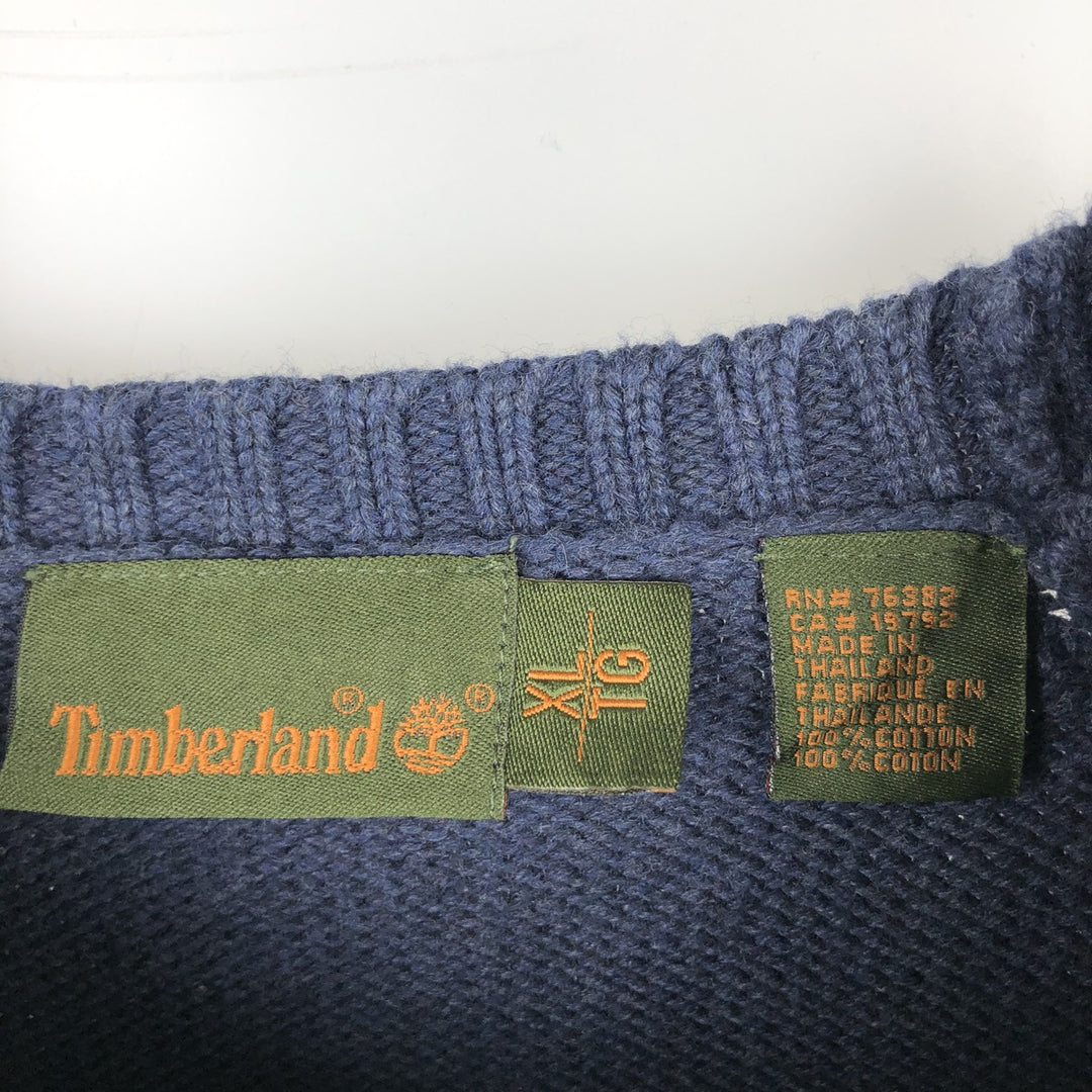 Vintage 1990s-2000'S Timberland cotton knit sweater, men's size XL cotton navy blue type Vintage Second Hand