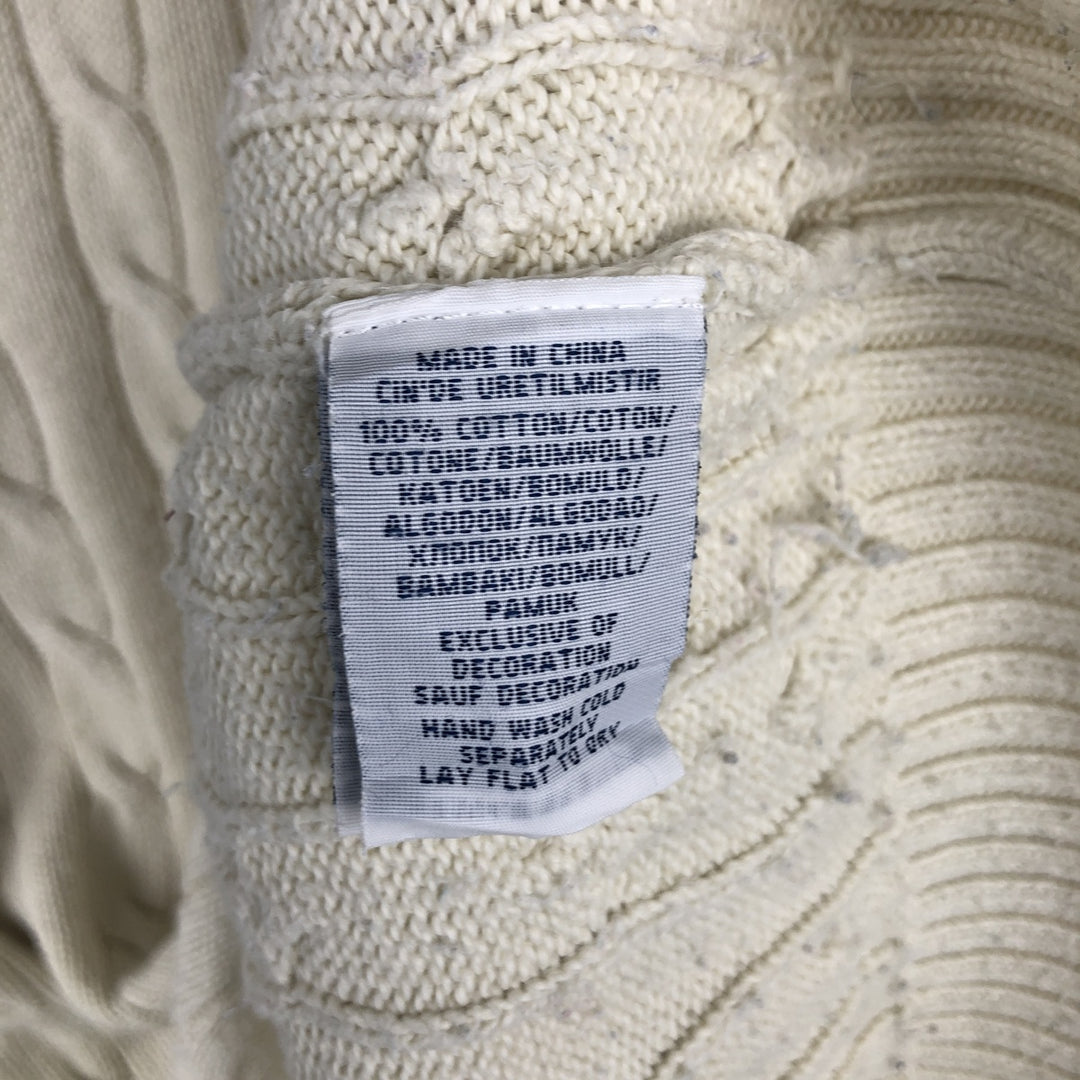 Ralph Lauren POLO by Ralph Lauren cable knit cotton sweater, men's size L cotton unbleached Vintage Second Hand