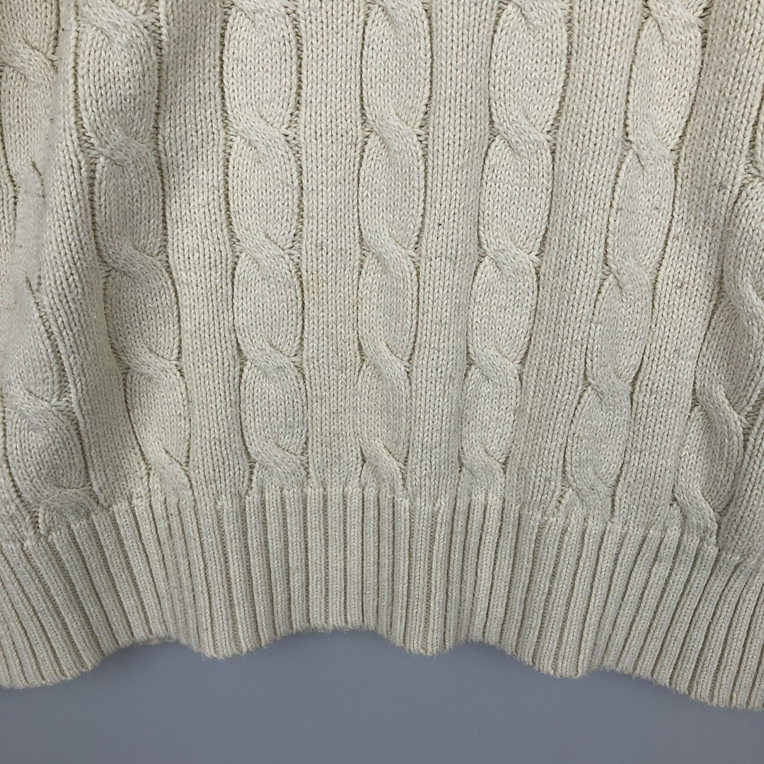 Ralph Lauren POLO by Ralph Lauren cable knit cotton sweater, men's size L cotton unbleached Vintage Second Hand