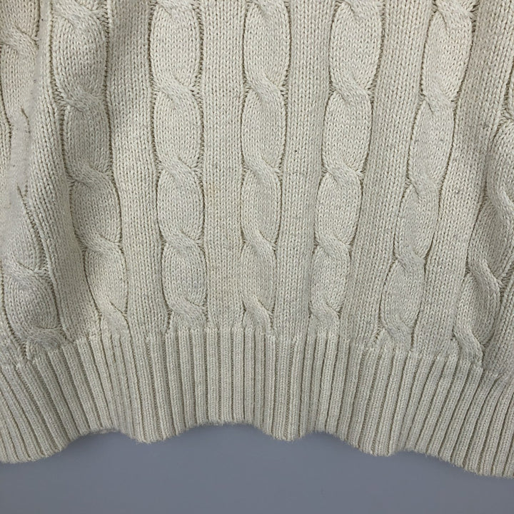 Ralph Lauren POLO by Ralph Lauren cable knit cotton sweater, men's size L cotton unbleached Vintage Second Hand