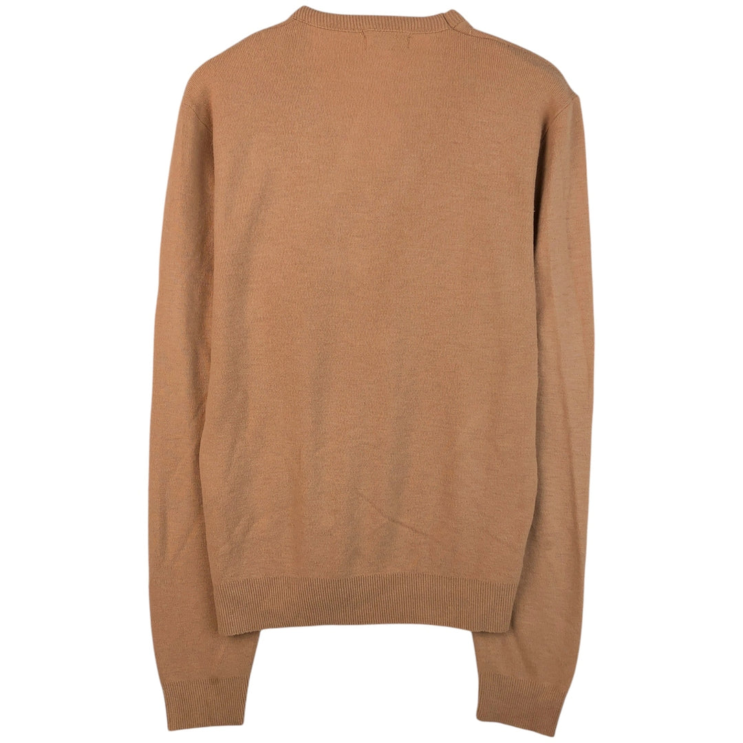 Vintage 1970'S Lacoste IZOD V-neck acrylic knit sweater, men's size L acrylic beige type brown Vintage Second Hand