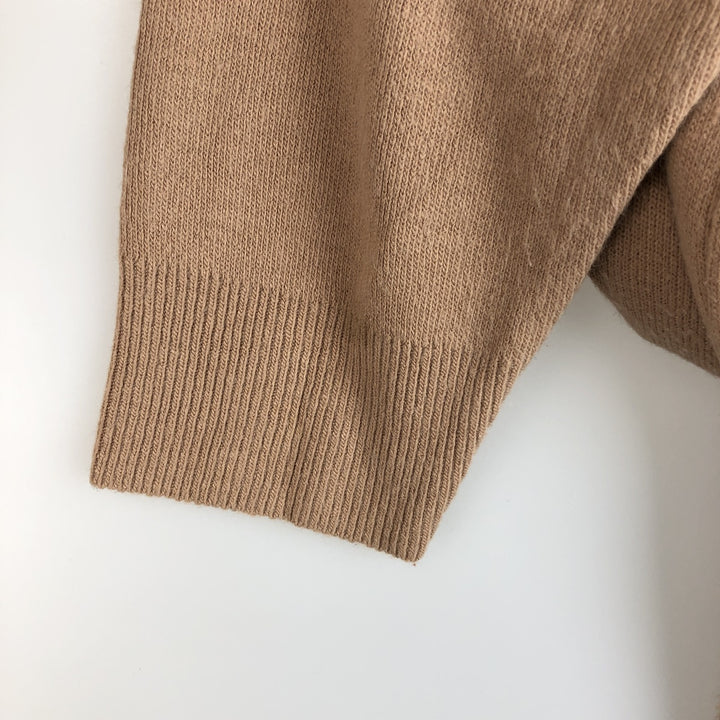 Vintage 1970'S Lacoste IZOD V-neck acrylic knit sweater, men's size L acrylic beige type brown Vintage Second Hand