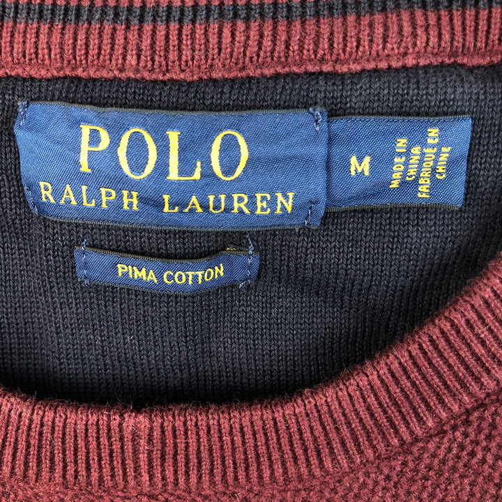 Ralph Lauren POLO RALPH LAUREN Pima cotton knit sweater, men's size M Pima Cotton red type reddish brown Vintage Second Hand