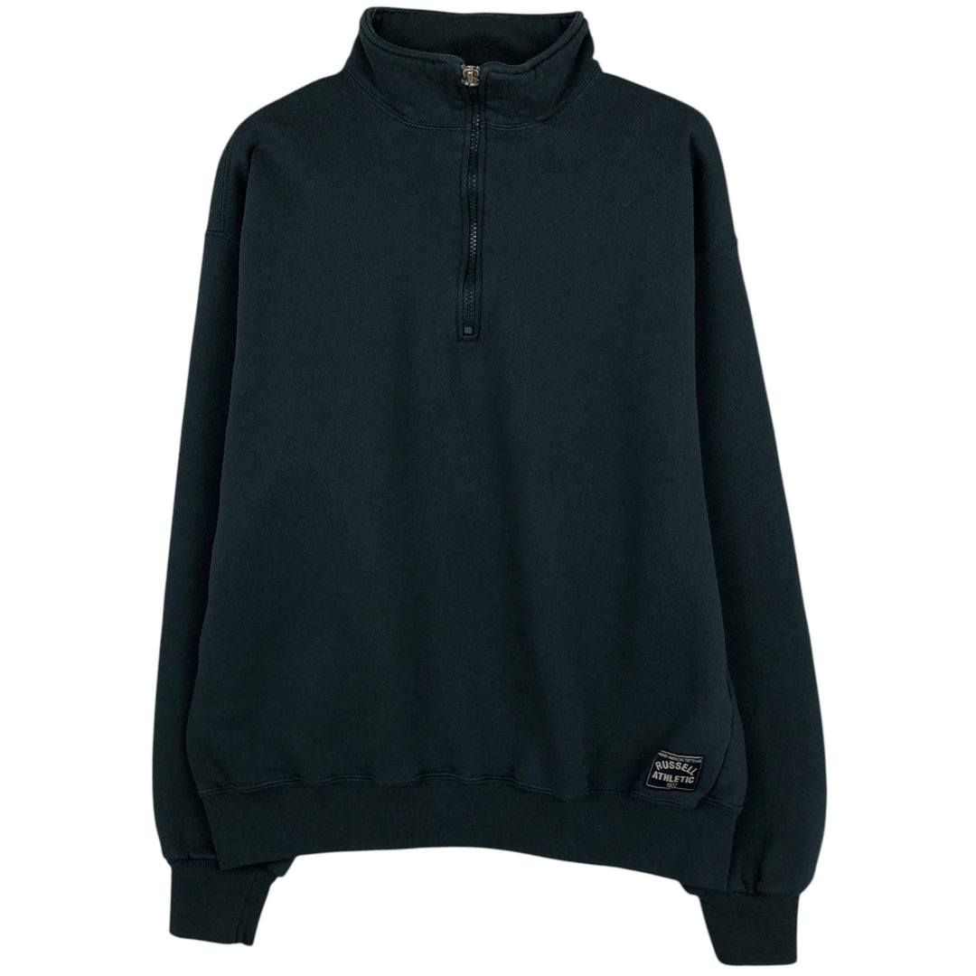 90'S Russell Half-Zip Sweatshirt, Made in USA, Men's Size L, Vintage cotton green type Vintage Second Hand