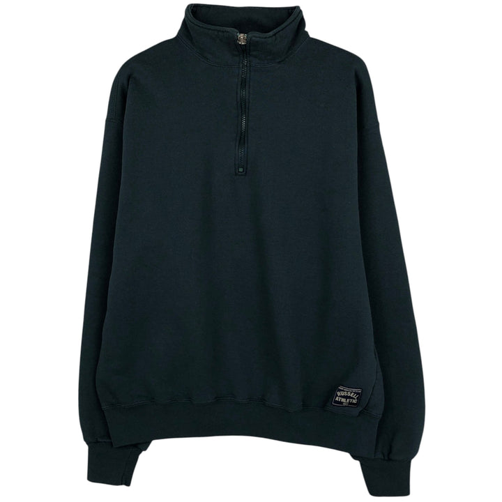 90'S Russell Half-Zip Sweatshirt, Made in USA, Men's Size L, Vintage cotton green type Vintage Second Hand