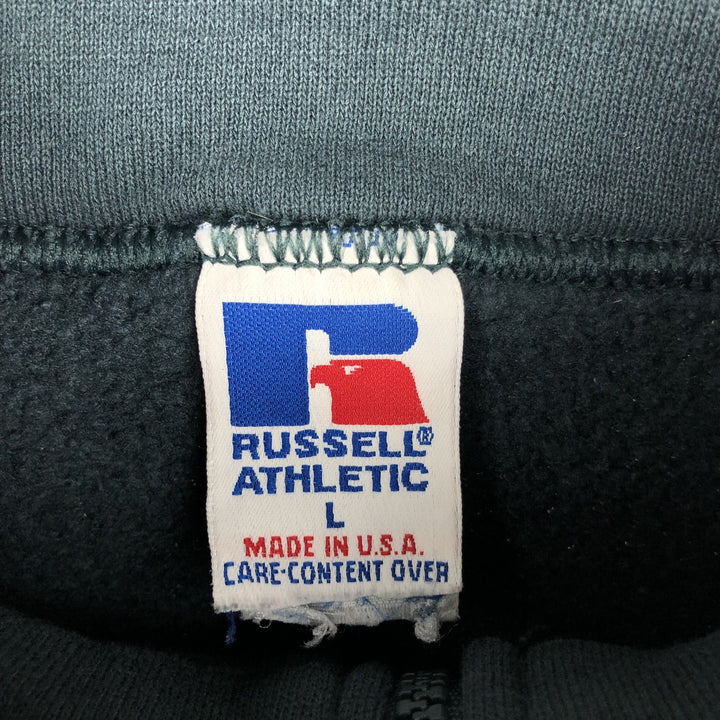 90'S Russell Half-Zip Sweatshirt, Made in USA, Men's Size L, Vintage cotton green type Vintage Second Hand
