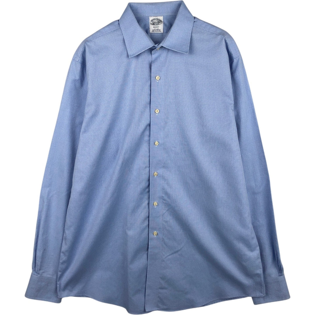Brooks Brothers Est. 1818 REGENT Long Sleeve Cotton Check Shirt, Men's Size L Supima Cotton Blue type light blue Vintage Second Hand