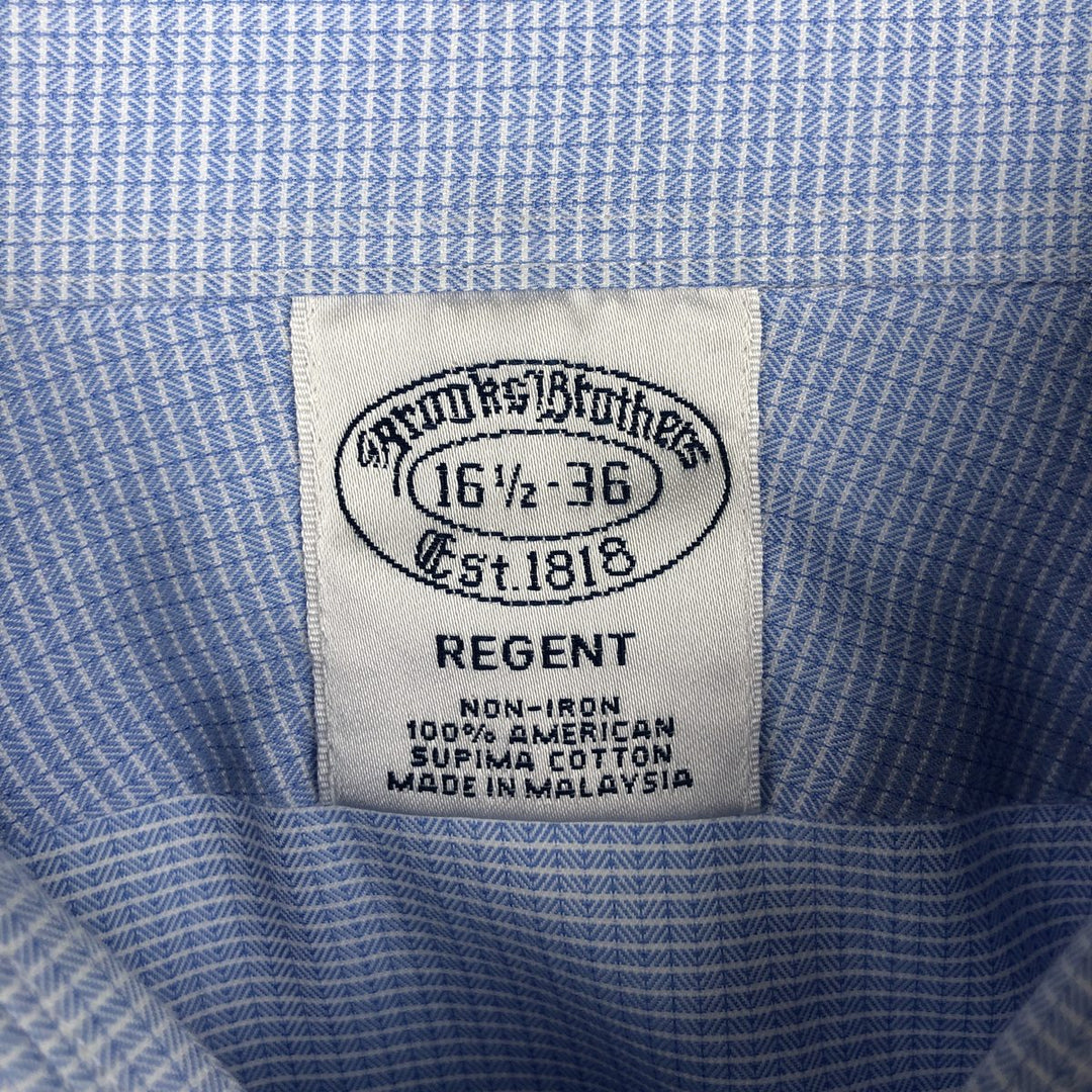 Brooks Brothers Est. 1818 REGENT Long Sleeve Cotton Check Shirt, Men's Size L Supima Cotton Blue type light blue Vintage Second Hand