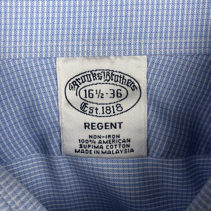 Brooks Brothers Est. 1818 REGENT Long Sleeve Cotton Check Shirt, Men's Size L Supima Cotton Blue type light blue Vintage Second Hand
