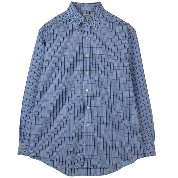 Brooks Brothers Est.1818 Long Sleeve Button-Down Check Shirt, Men's Size M Supima Cotton navy blue type Vintage Second Hand
