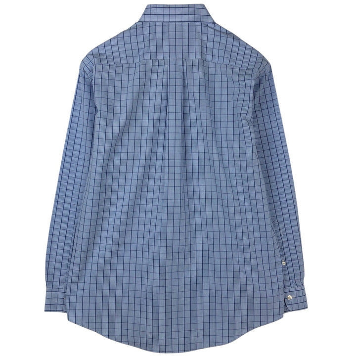 Brooks Brothers Est.1818 Long Sleeve Button-Down Check Shirt, Men's Size M Supima Cotton navy blue type Vintage Second Hand