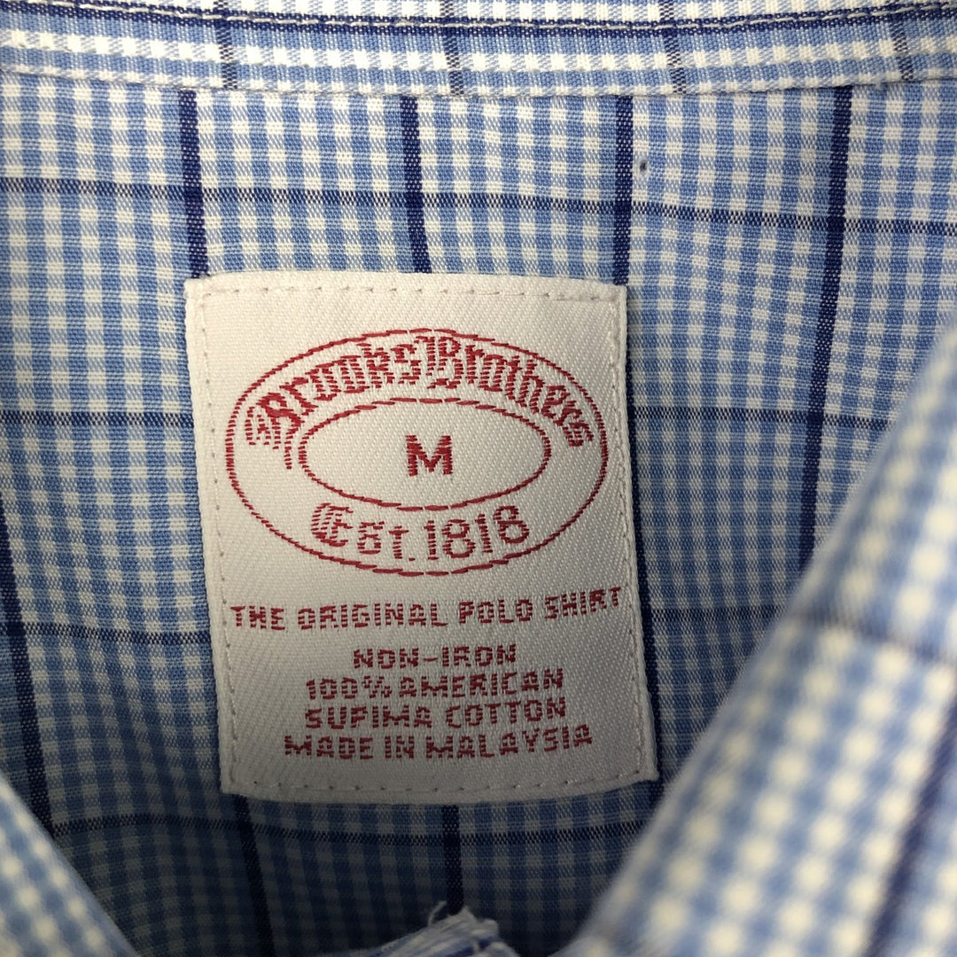 Brooks Brothers Est.1818 Long Sleeve Button-Down Check Shirt, Men's Size M Supima Cotton navy blue type Vintage Second Hand