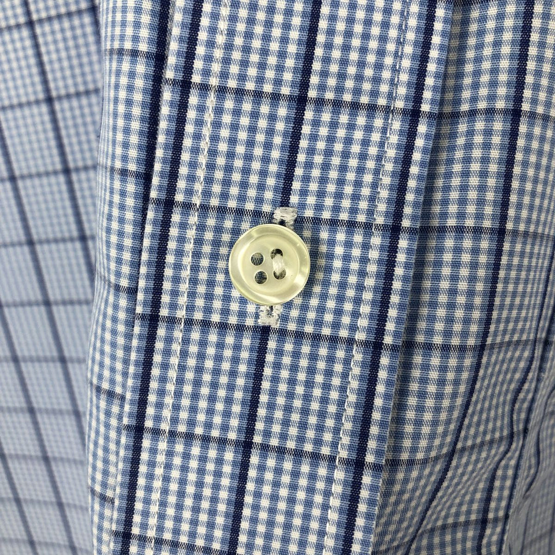Brooks Brothers Est.1818 Long Sleeve Button-Down Check Shirt, Men's Size M Supima Cotton navy blue type Vintage Second Hand