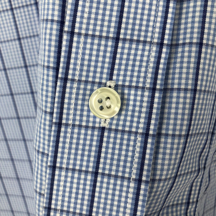 Brooks Brothers Est.1818 Long Sleeve Button-Down Check Shirt, Men's Size M Supima Cotton navy blue type Vintage Second Hand