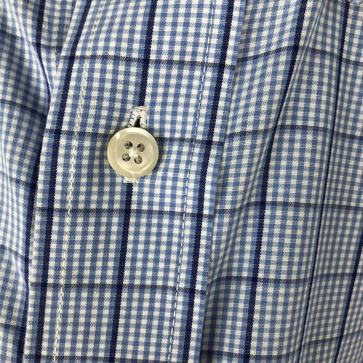 Brooks Brothers Est.1818 Long Sleeve Button-Down Check Shirt, Men's Size M Supima Cotton navy blue type Vintage Second Hand