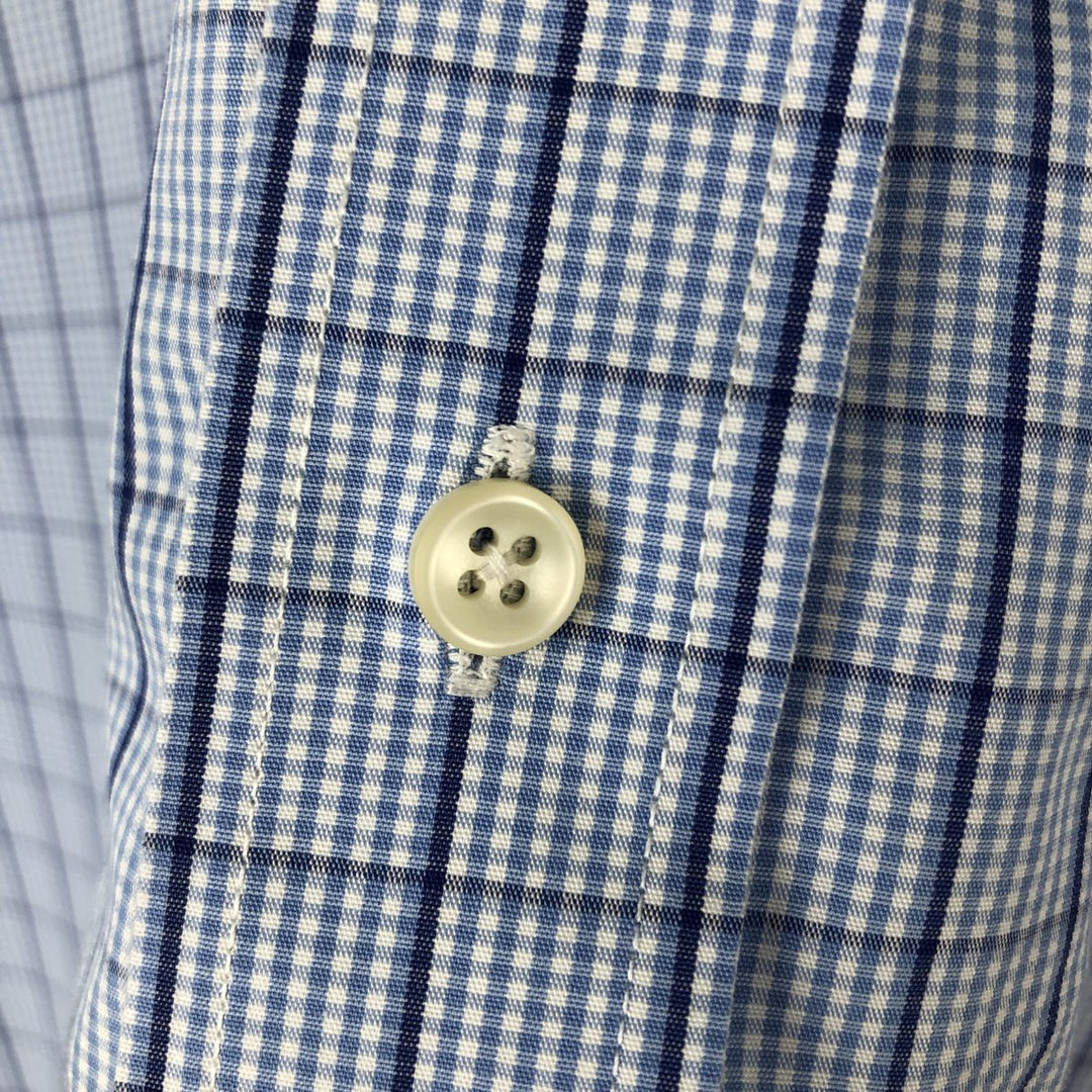 Brooks Brothers Est.1818 Long Sleeve Button-Down Check Shirt, Men's Size M Supima Cotton navy blue type Vintage Second Hand