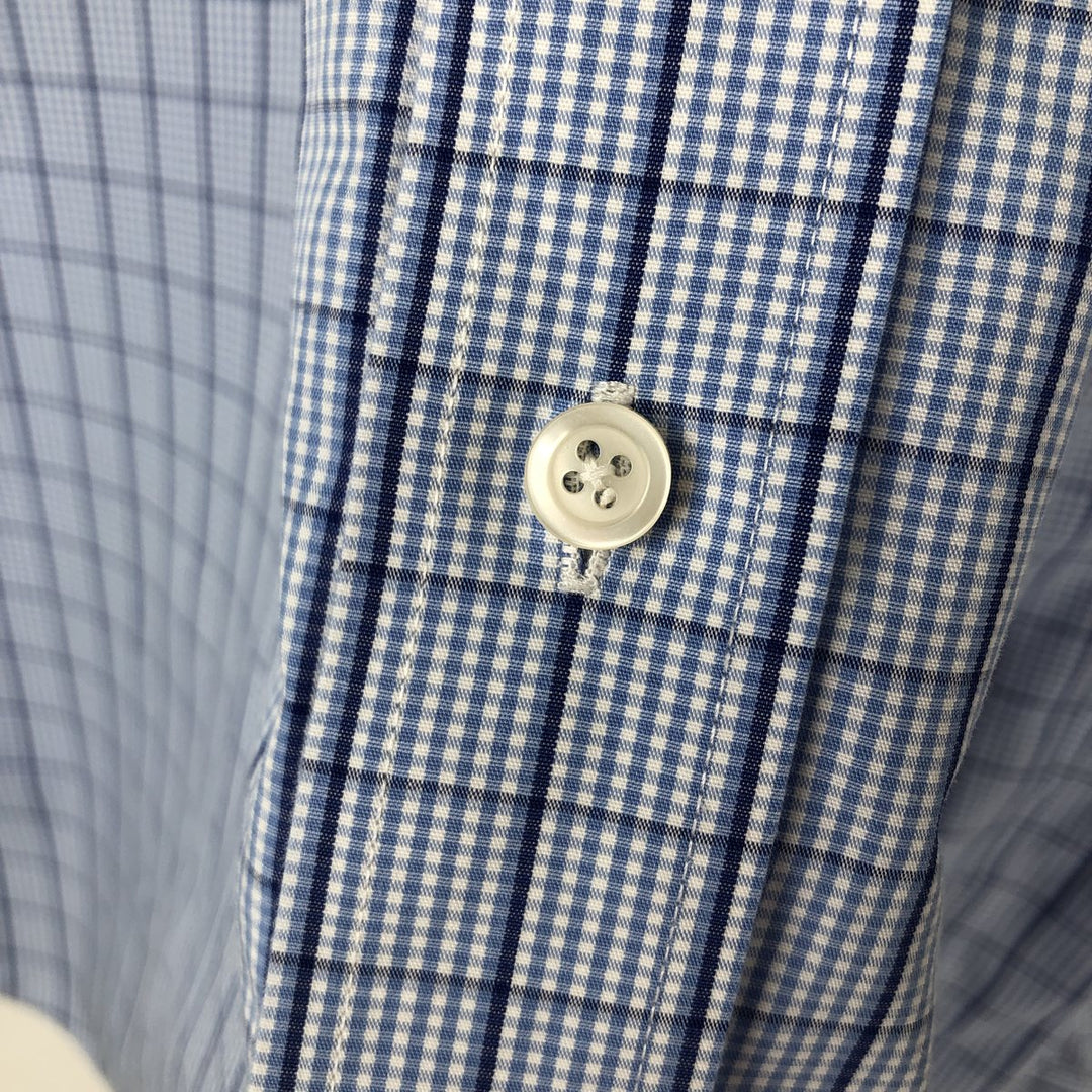 Brooks Brothers Est.1818 Long Sleeve Button-Down Check Shirt, Men's Size M Supima Cotton navy blue type Vintage Second Hand