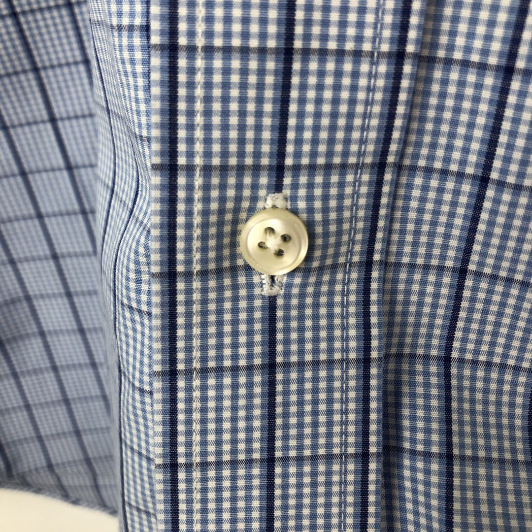 Brooks Brothers Est.1818 Long Sleeve Button-Down Check Shirt, Men's Size M Supima Cotton navy blue type Vintage Second Hand
