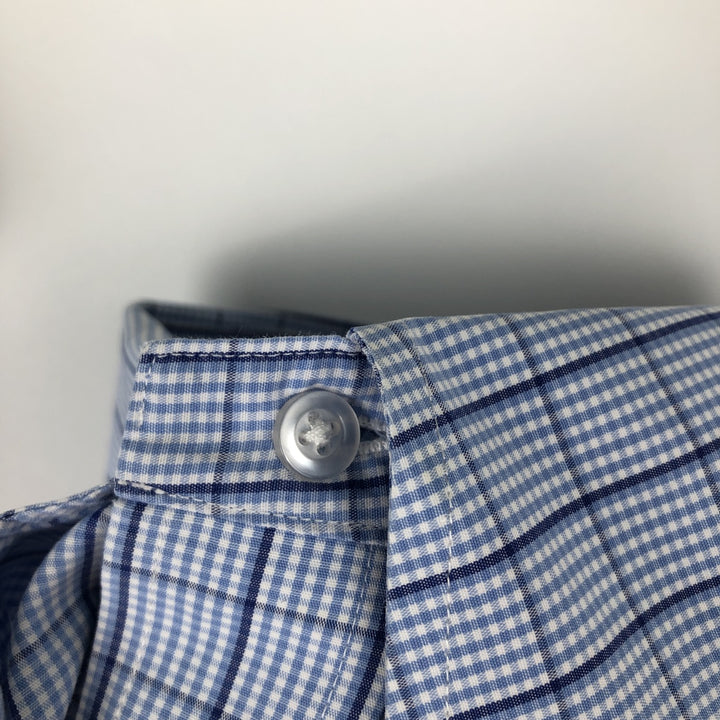 Brooks Brothers Est.1818 Long Sleeve Button-Down Check Shirt, Men's Size M Supima Cotton navy blue type Vintage Second Hand