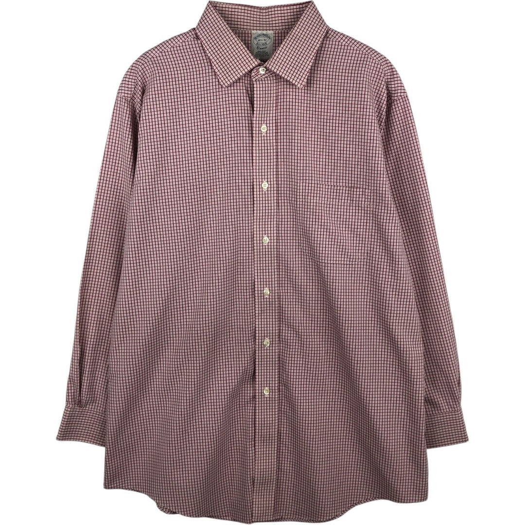 Brooks Brothers 1818 Regent Fit Long Sleeve Cotton Check Shirt, Men's Size L Supima Cotton Red type red-purple Vintage Second Hand