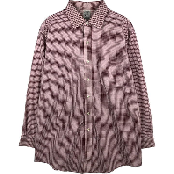 Brooks Brothers 1818 Regent Fit Long Sleeve Cotton Check Shirt, Men's Size L Supima Cotton Red type red-purple Vintage Second Hand