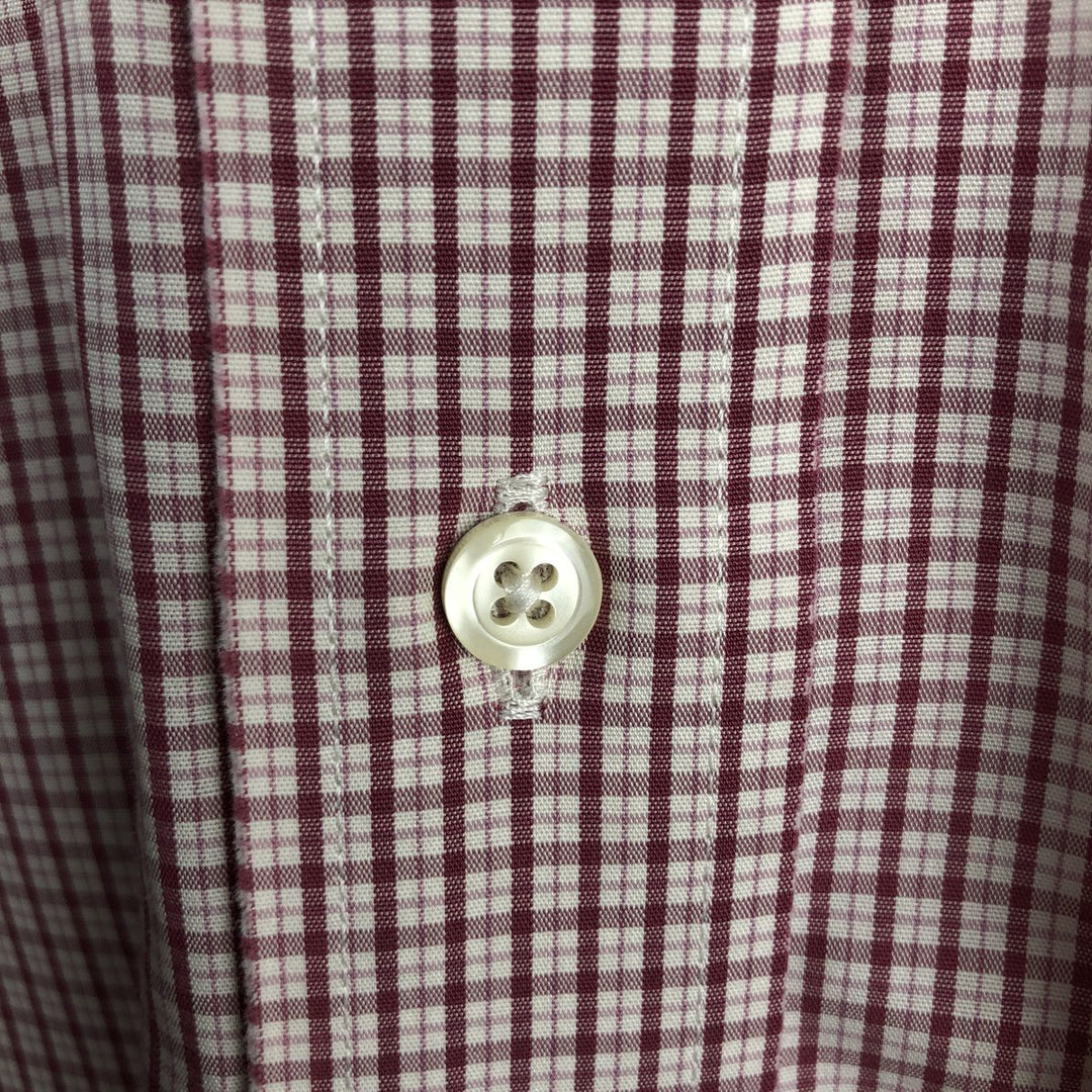 Brooks Brothers 1818 Regent Fit Long Sleeve Cotton Check Shirt, Men's Size L Supima Cotton Red type red-purple Vintage Second Hand