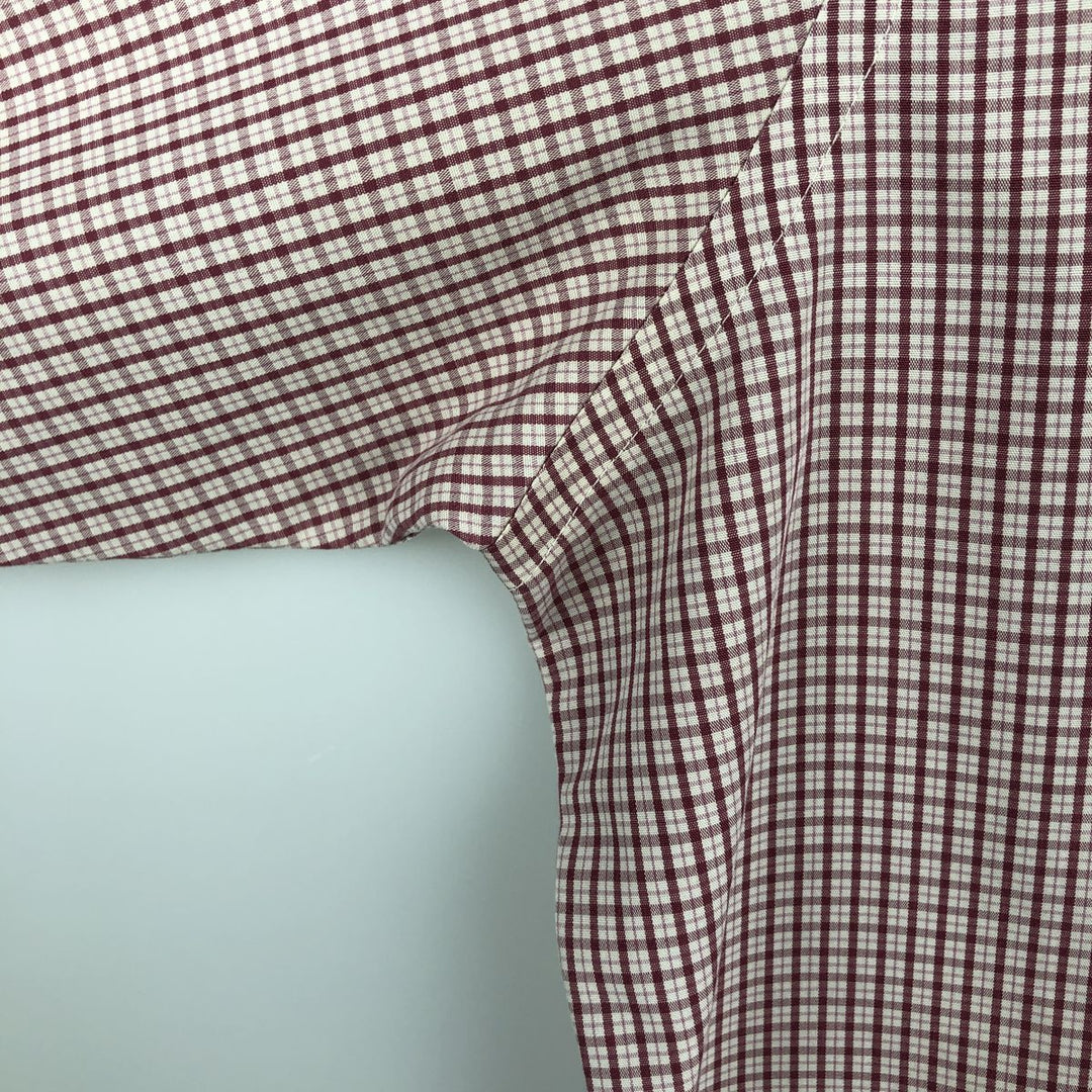 Brooks Brothers 1818 Regent Fit Long Sleeve Cotton Check Shirt, Men's Size L Supima Cotton Red type red-purple Vintage Second Hand